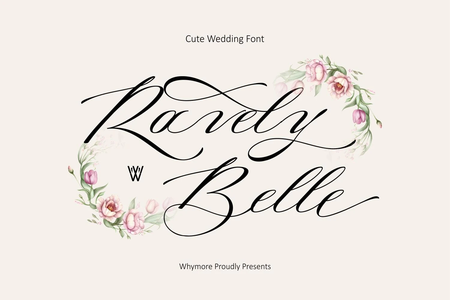 Ravely Belle Font is a connected calligraphic script with high stroke contrast, flowing loops, and extended swashes.