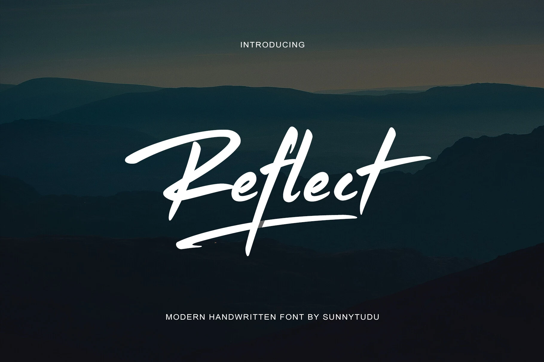 Reflect Handwritten Font in a connected script with a pronounced rightward slant, high stroke contrast, and an elongated underline flourish.