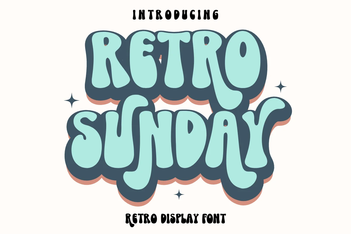 Retro Sunday Font featuring thick, wavy strokes and exaggerated rounded forms