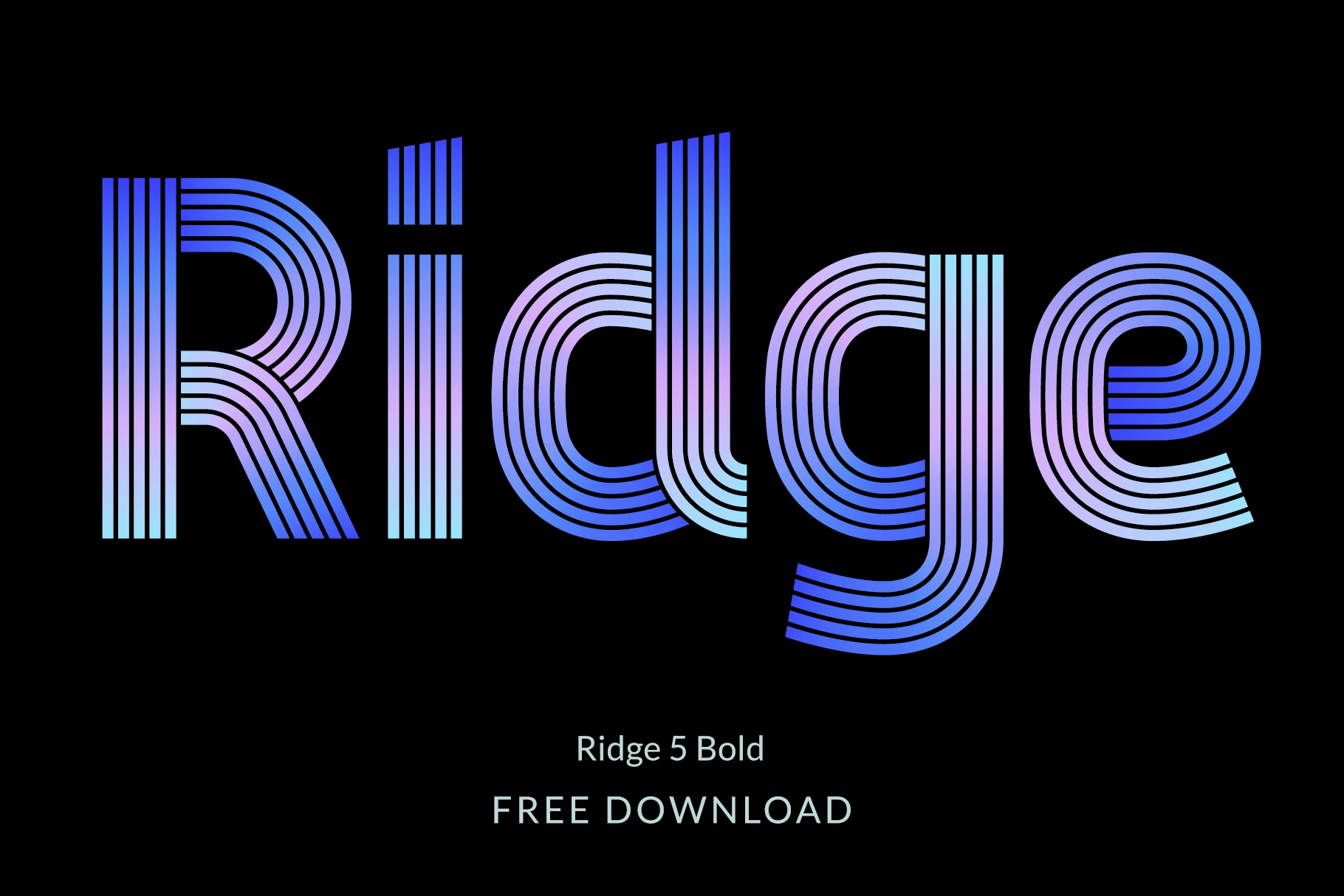 Ridge 5 Bold Font with monolinear multi-line lettering, geometric curves, and rounded terminals.