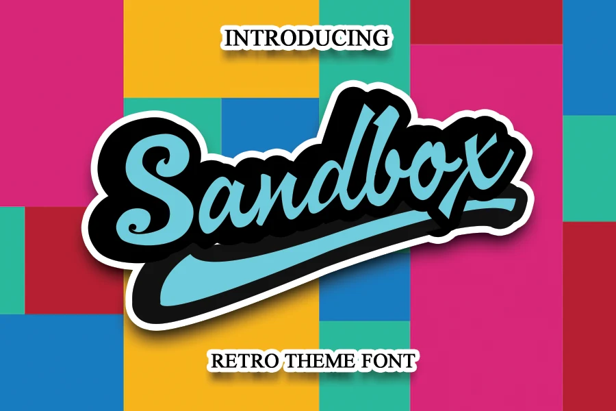 Sandbox Font displayed as a bold connected cursive script with a rightward slant and sweeping underline flourish.