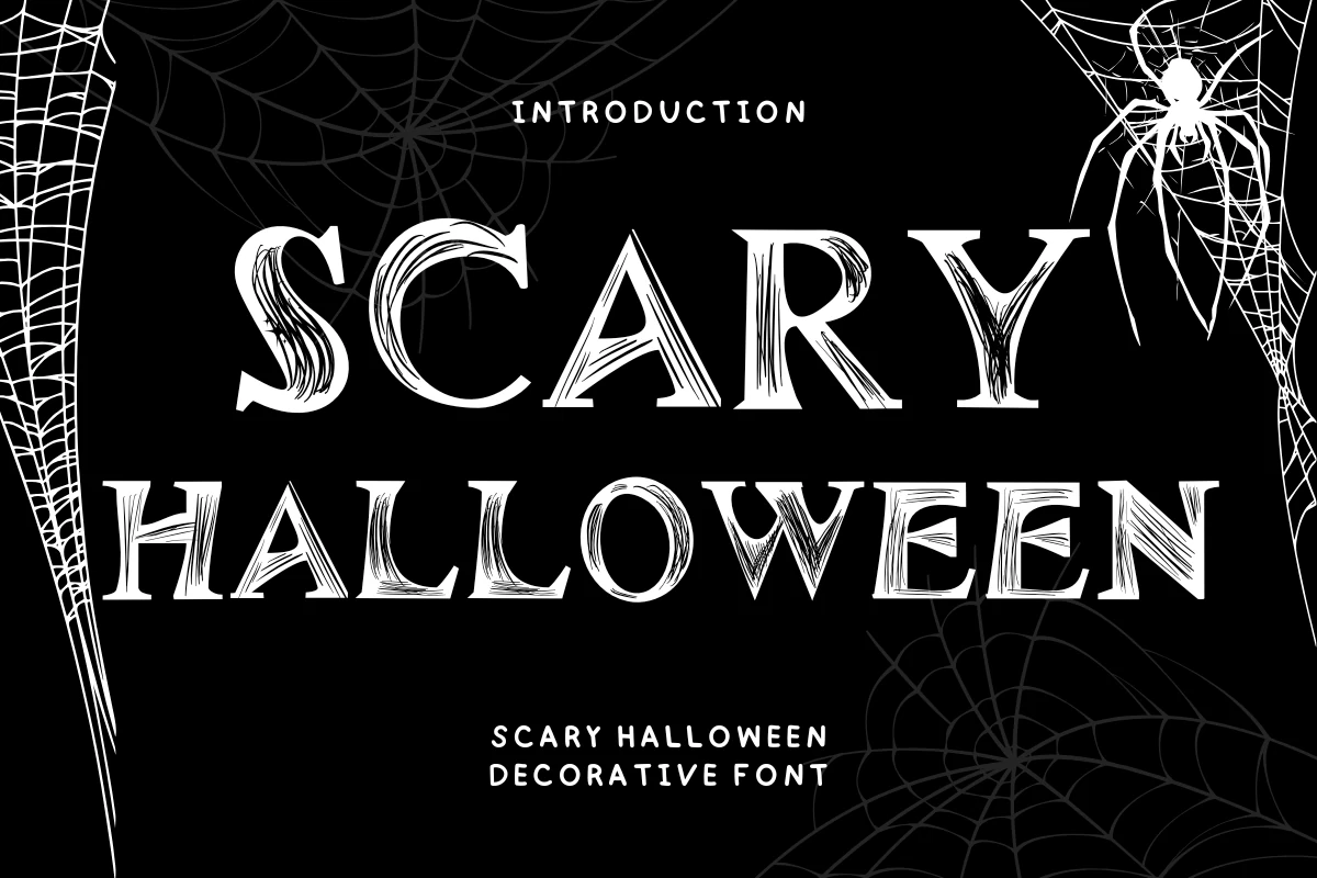 Scary Halloween Font with sharp pointed serifs and a scratchy textured fill.