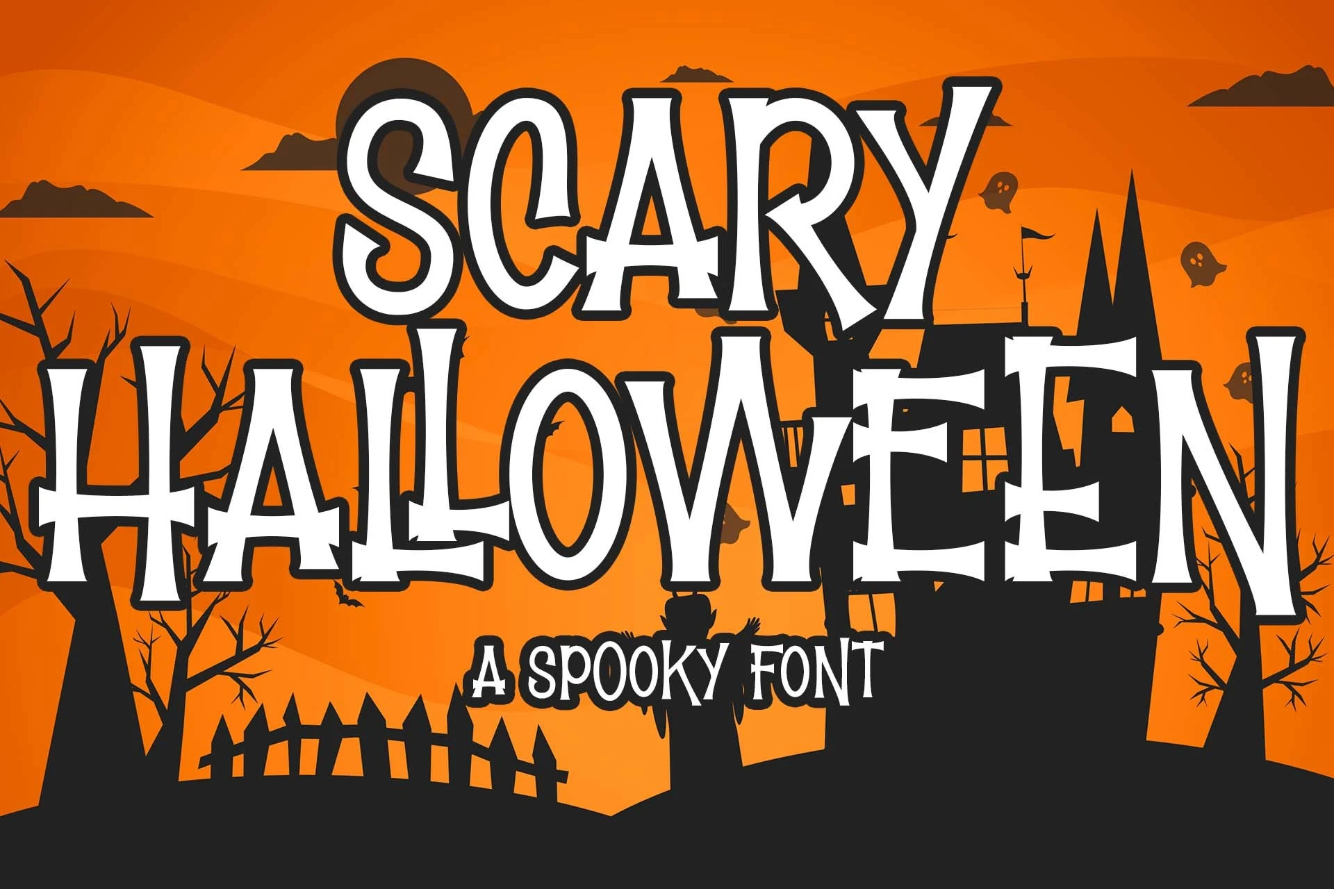 Scary Halloween Font featuring bold, high-contrast serif letters with sharp, serrated edges and condensed proportions.