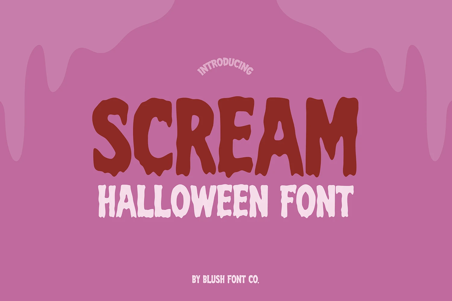 Scream Halloween Font in a heavy display style with dripping terminals and irregular jagged edges.
