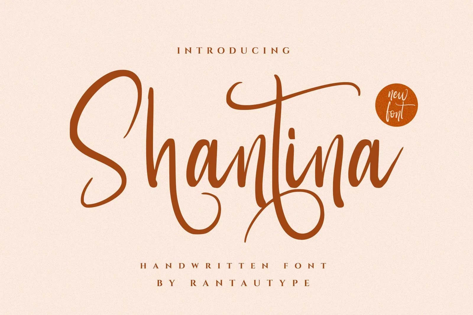 Shantina Font is a connected script with high-contrast strokes and decorative swashes.