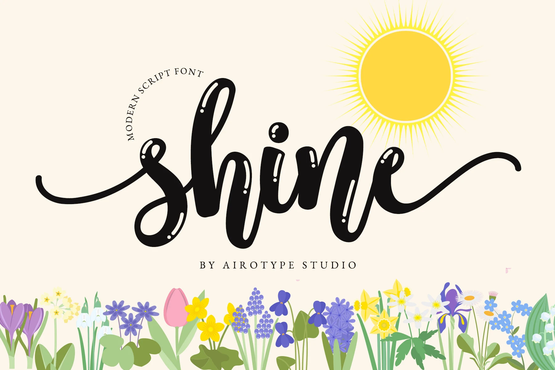 Shine Font in bold connected script lettering with rounded terminals and decorative flourishes.