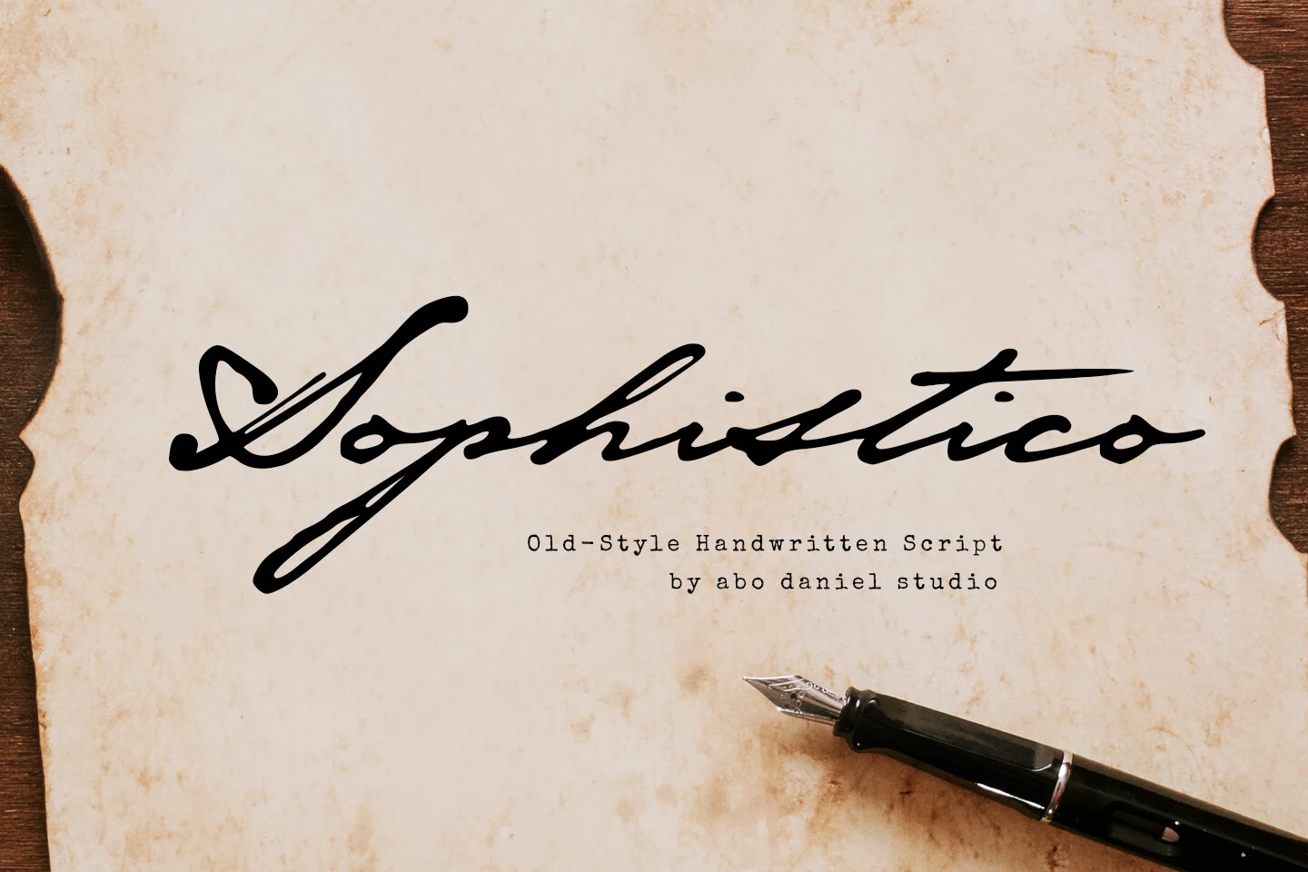 Sophistico Font featuring connected, right-leaning calligraphic letters with high stroke contrast and expressive swashes.