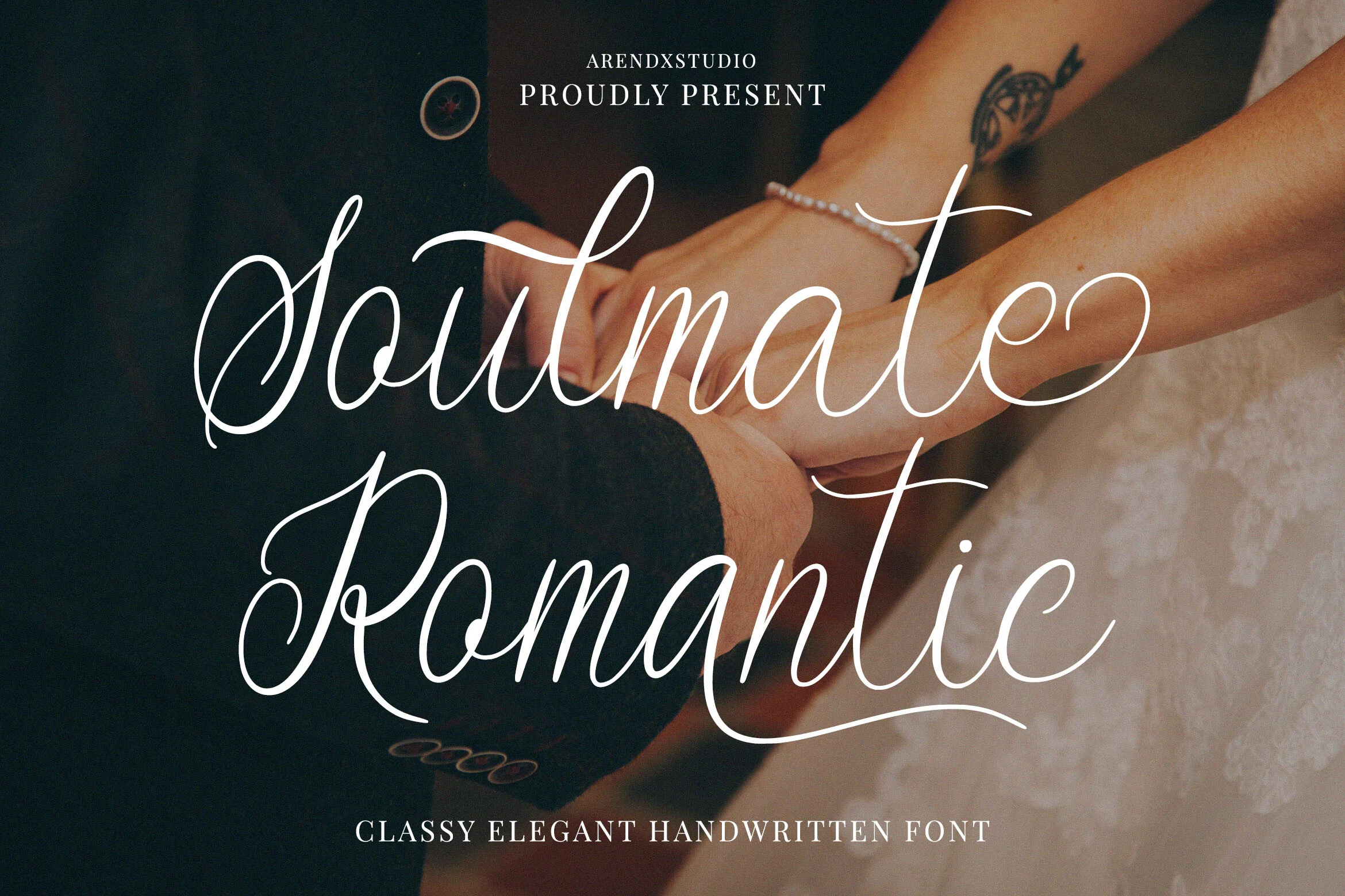 Soulmate Romantic Font features flowing connected cursive lettering with high stroke contrast and pronounced decorative swashes.