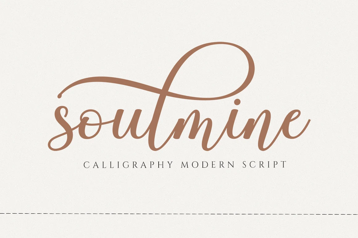 Soulmine Font in a connected, high-contrast script with pronounced loops and a rightward slant.