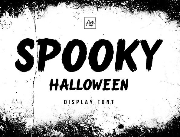 Spooky Halloween Font in a bold dry-brush style with distressed texture and irregular edges.