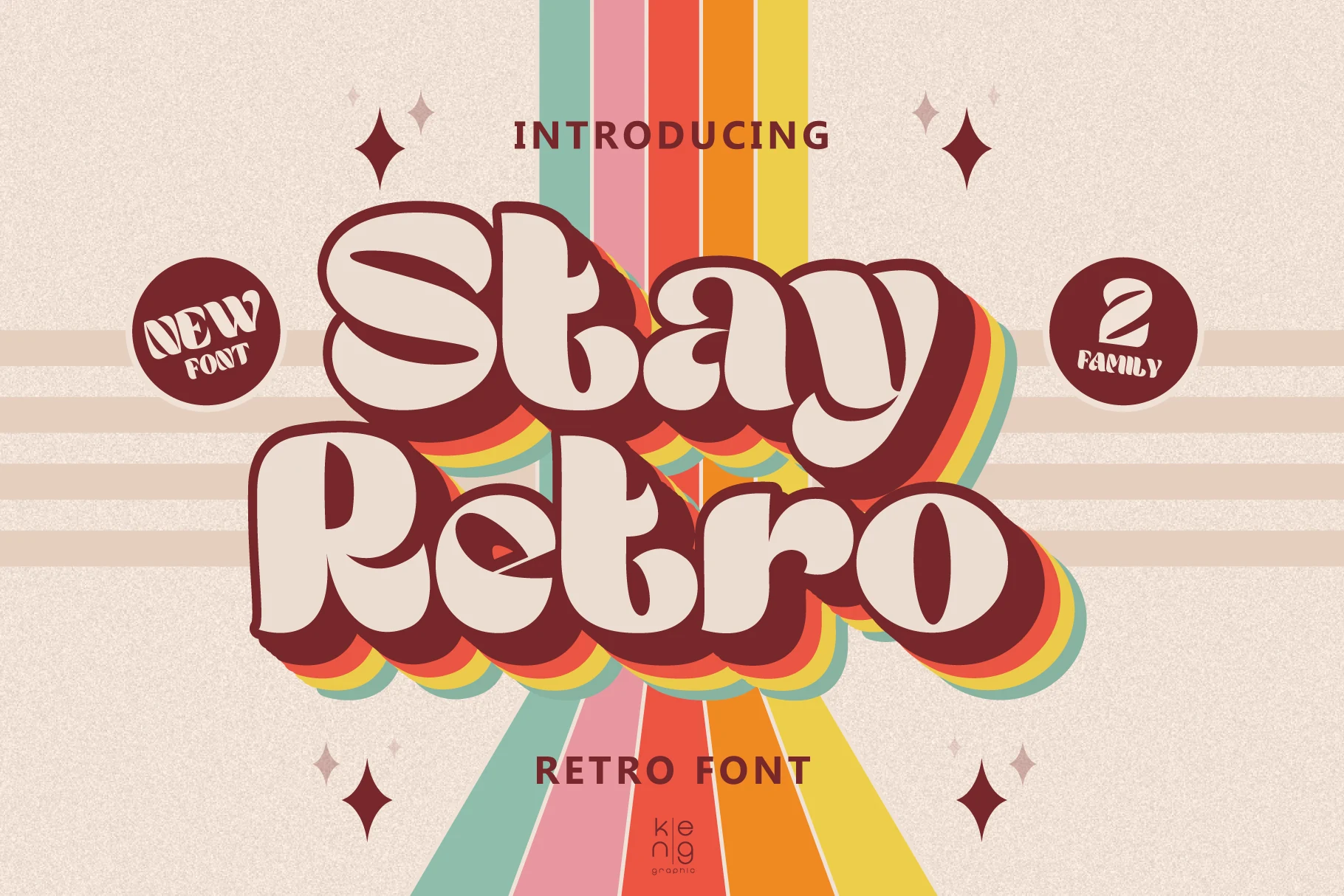 Stay Retro Font featuring rounded, thick letterforms and compact, blocky construction