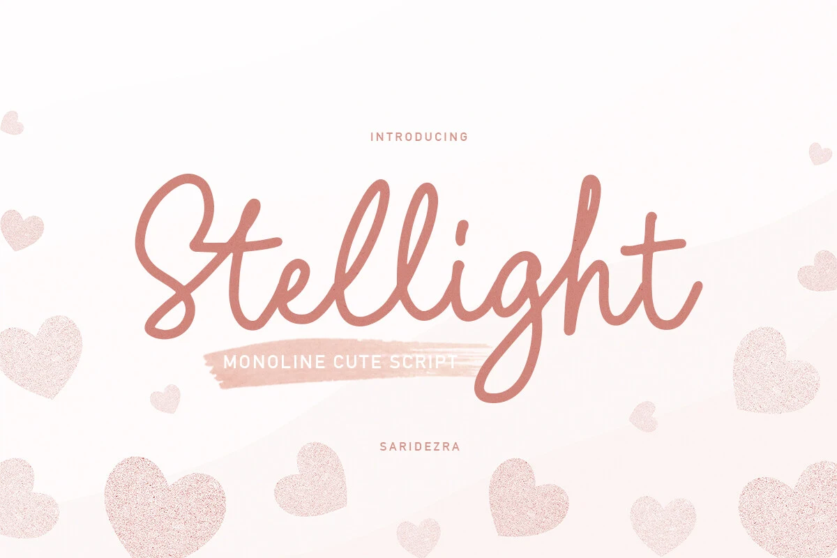 Stellight Font is a monoline script with connected cursive letterforms, rounded terminals, and a slight rightward slant.