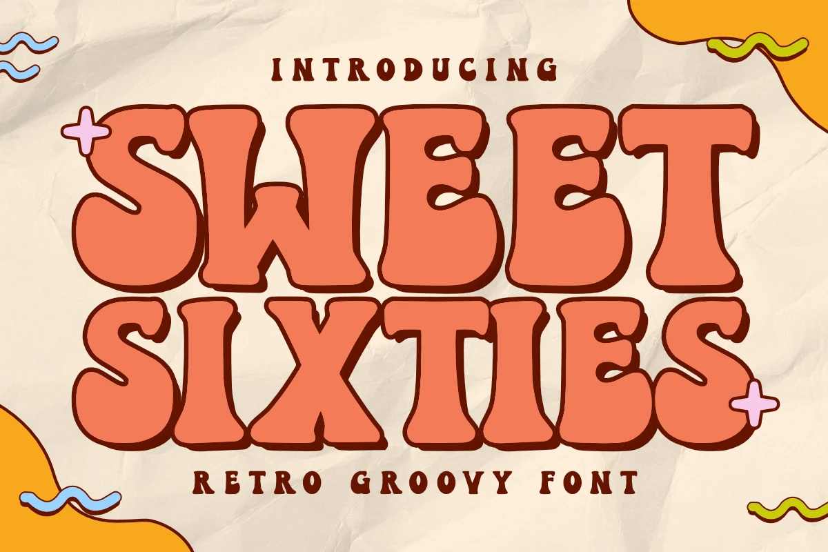 Sweet Sixties Font in a heavy, wavy display style with rounded bubble-like forms and wide proportions.