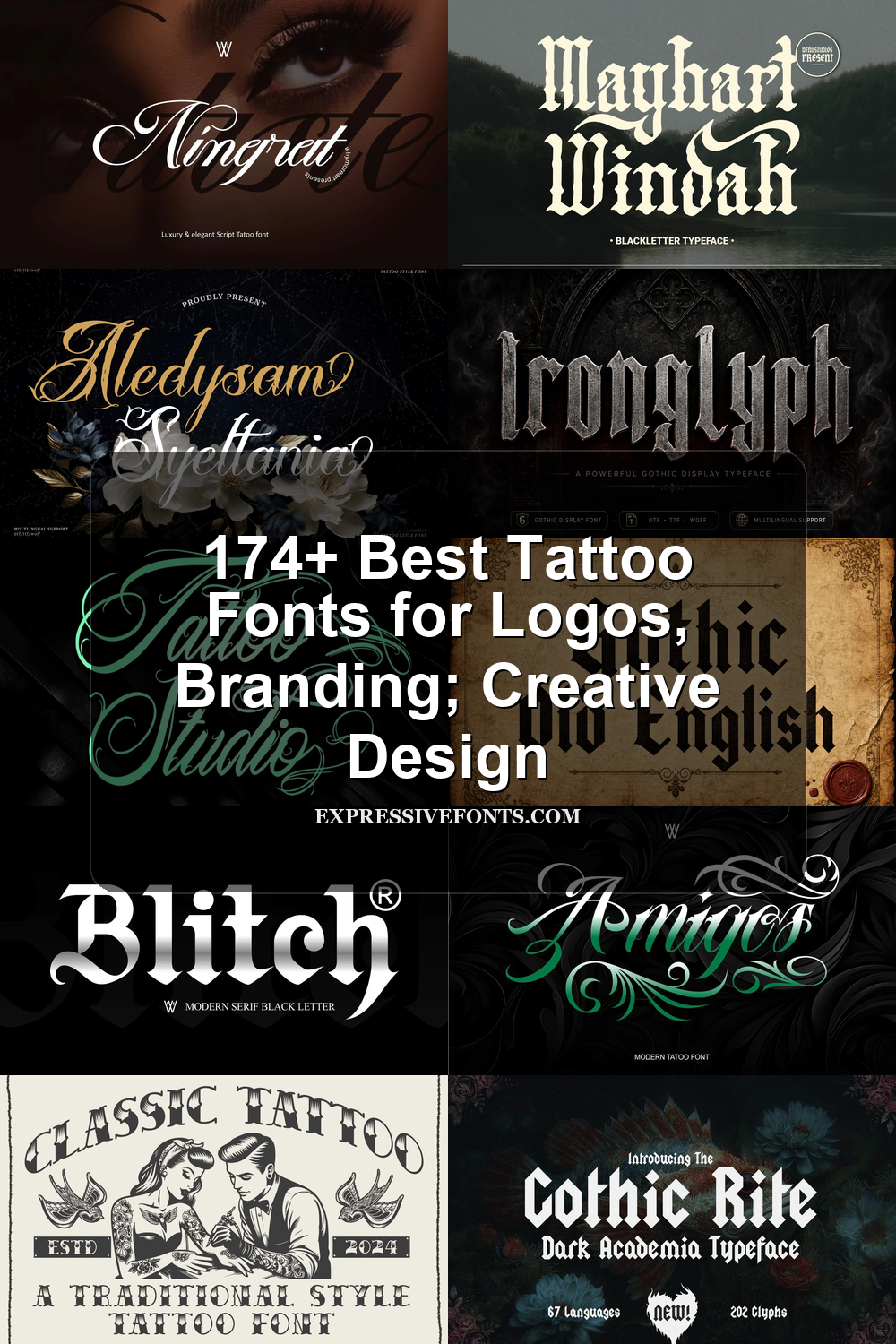174+ Tattoo Fonts collection preview