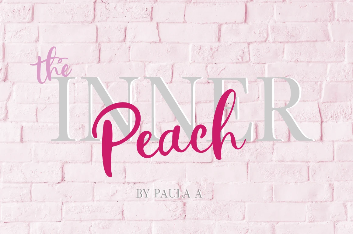 The Inner Peach Duo Font featuring high-contrast uppercase serif lettering paired with connected, flowing script lettering.
