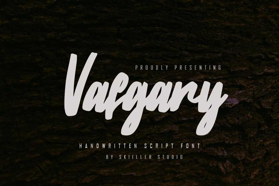Vafgary Font featuring bold connected cursive lettering with high stroke contrast and a rightward slant.