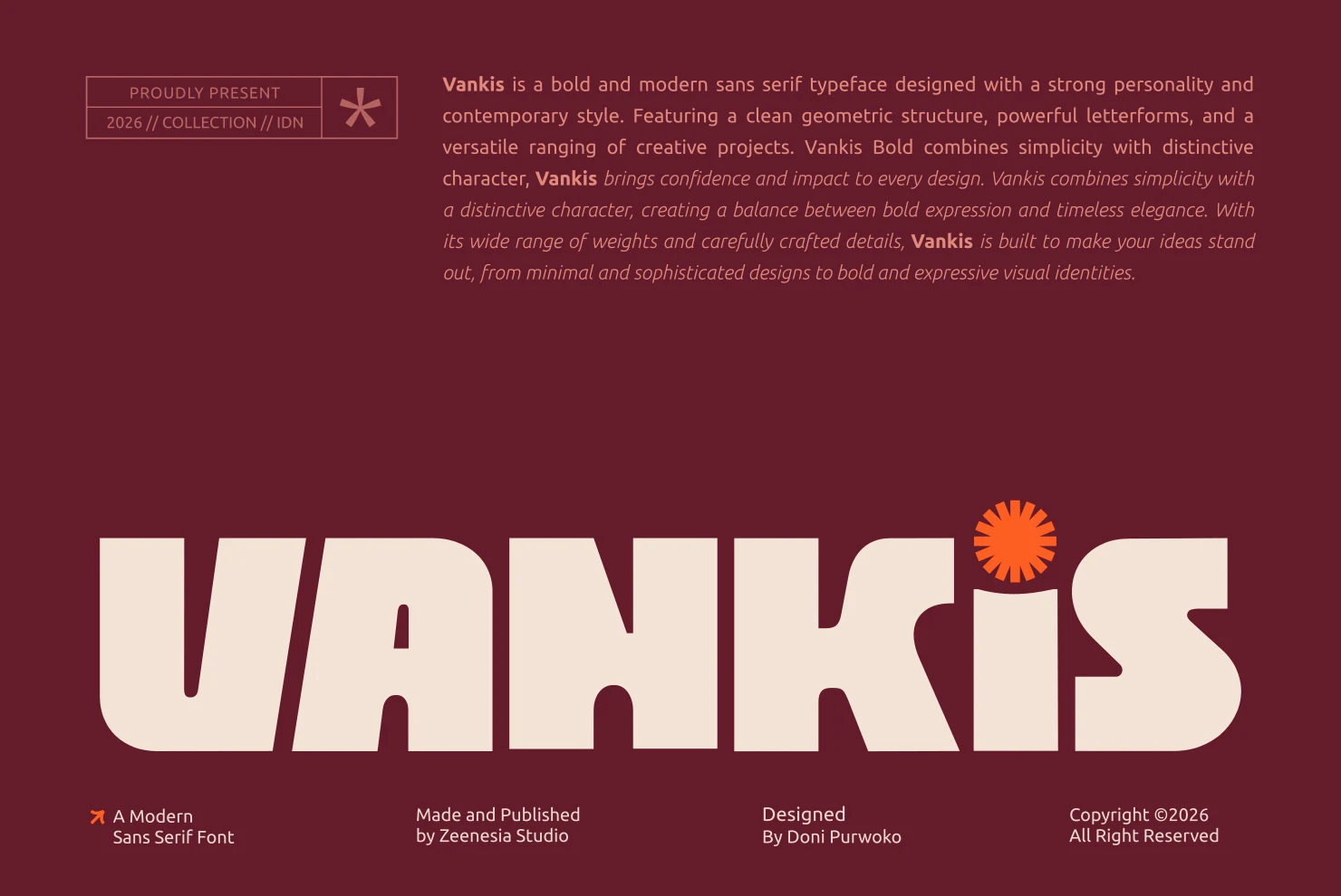 Vankis Font with thick rounded letterforms, wide proportions, and a bold geometric sans serif style.