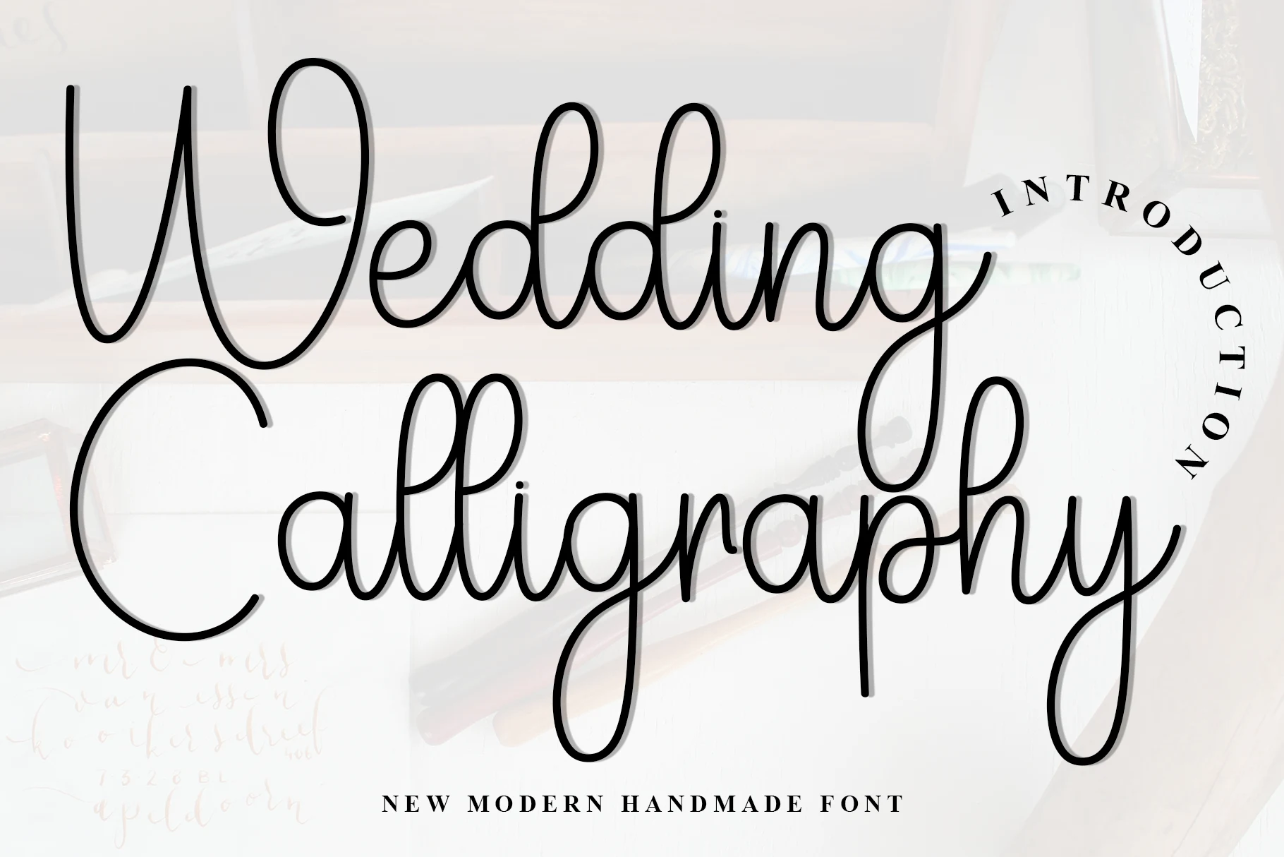Wedding Calligraphy Font featuring connected monoline cursive letters with rounded loops and slight orientation variation.