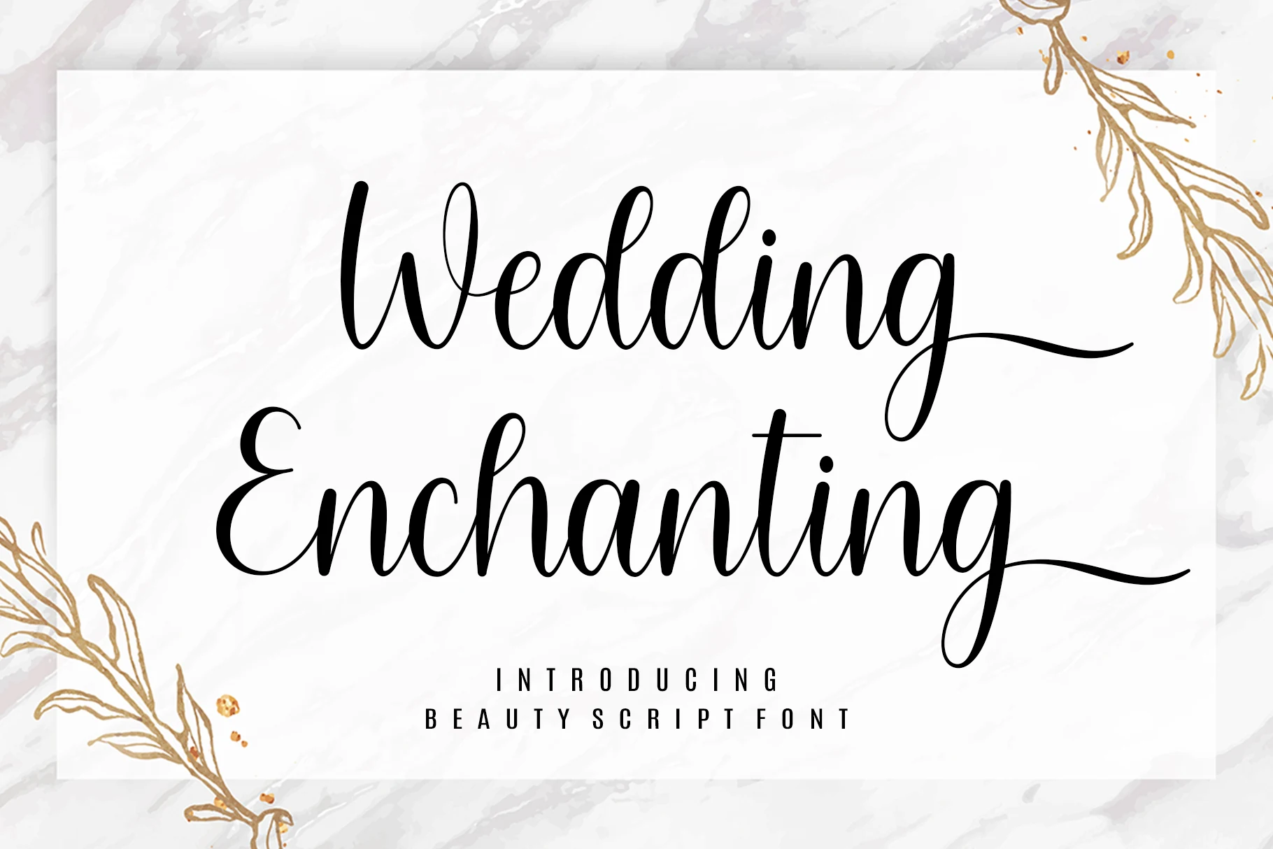 Wedding Enchanting Font featuring high contrast between thick and thin strokes and connected cursive letterforms