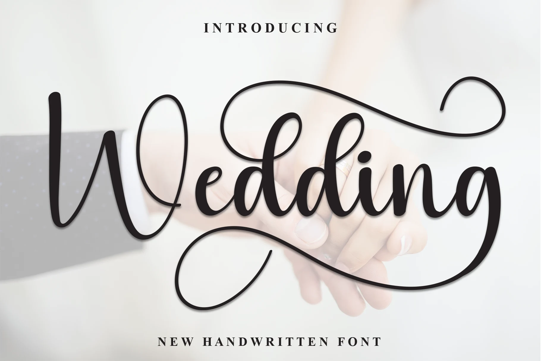 Wedding Font is a connected handwritten script with high stroke contrast, fluid curves, and long sweeping swashes.