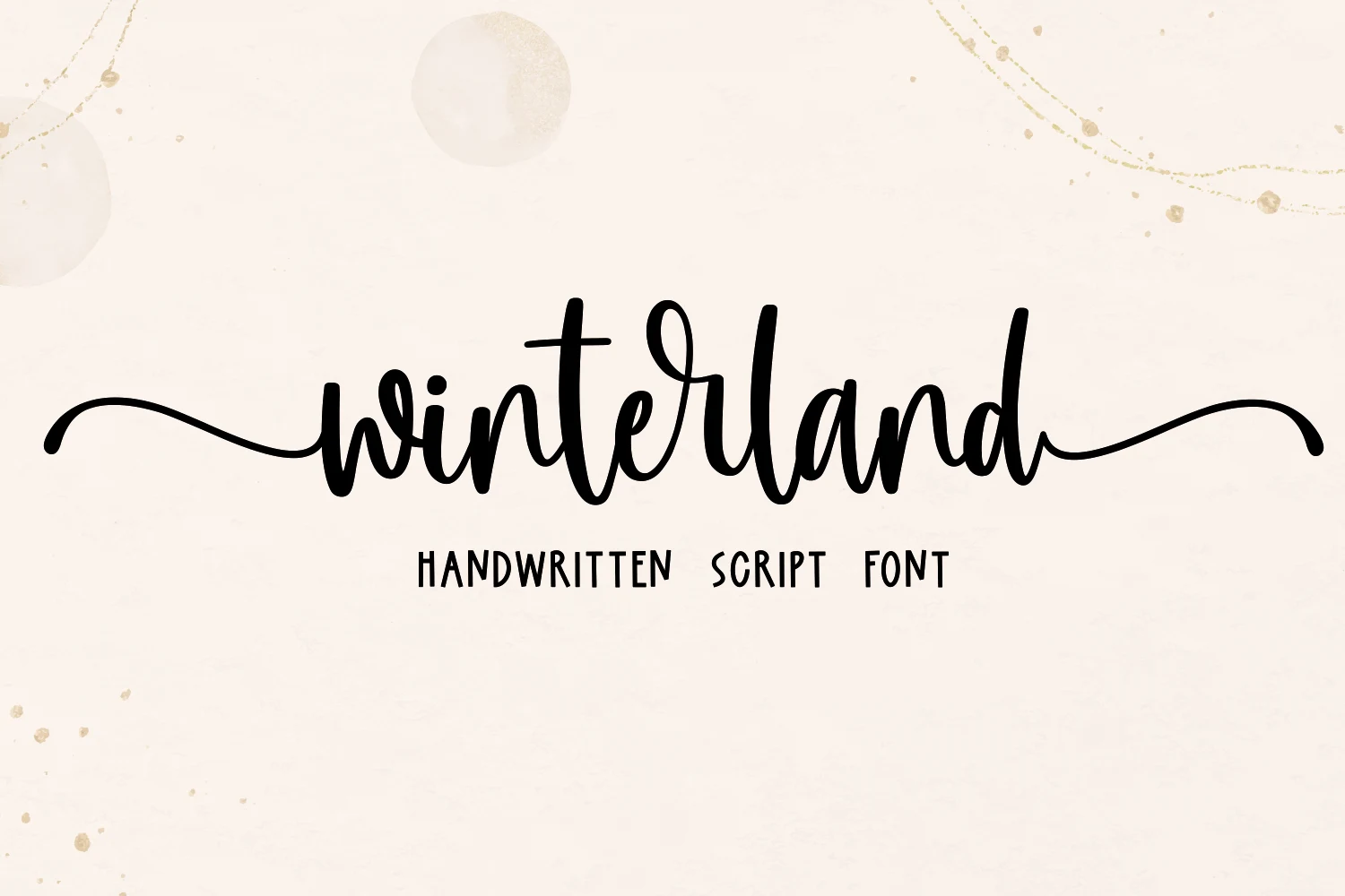 Winterland Font features connected high-contrast cursive lettering with elongated decorative swashes.